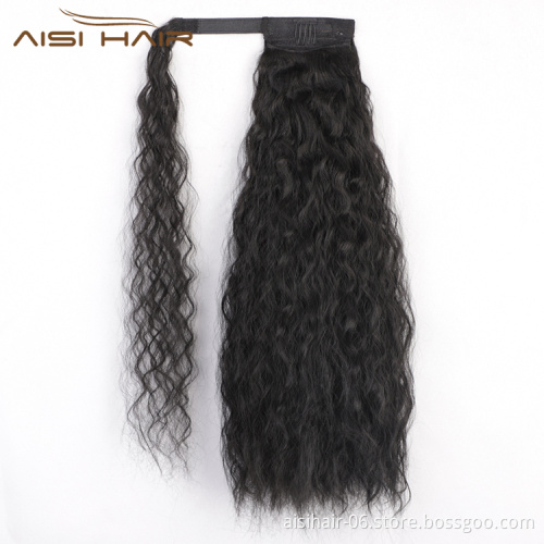 Aisi Hair Best Quality Afro Curly Kinky Black Color Sexy Ponytail For Black Women Drawstring Synthetic Ponytail Hair Extension